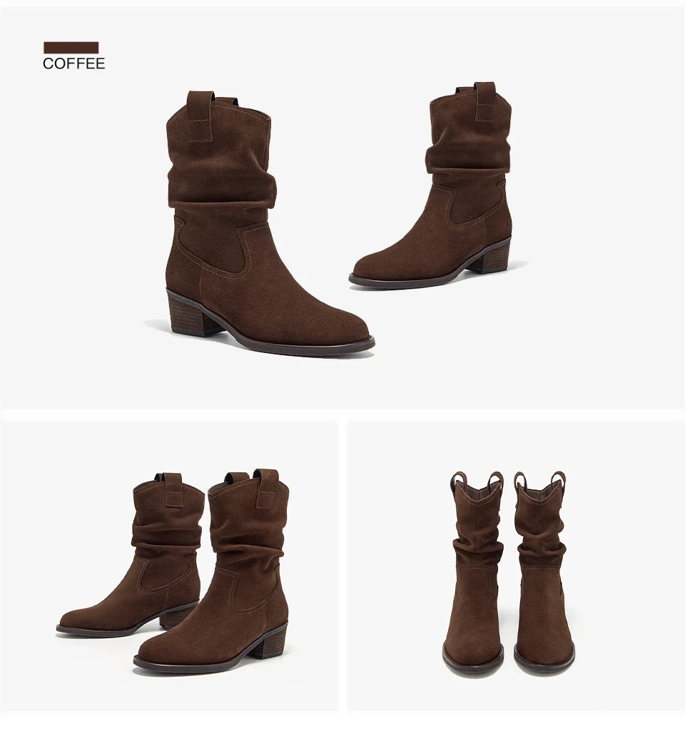 Classy Elegant  Women Suede Ankle Boots - Pointed Toe  Ladies  Handmade Half Boots - ghoddosh.com