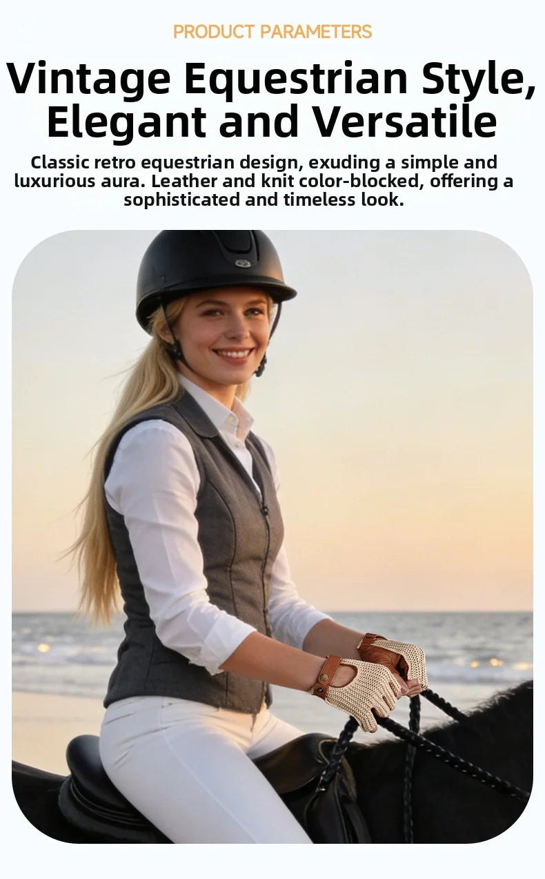 Half Finger Goatskin Riding Gloves | Breathable Anti-Slip Equestrian Mitts for Men & Women @ ghoddosh.com