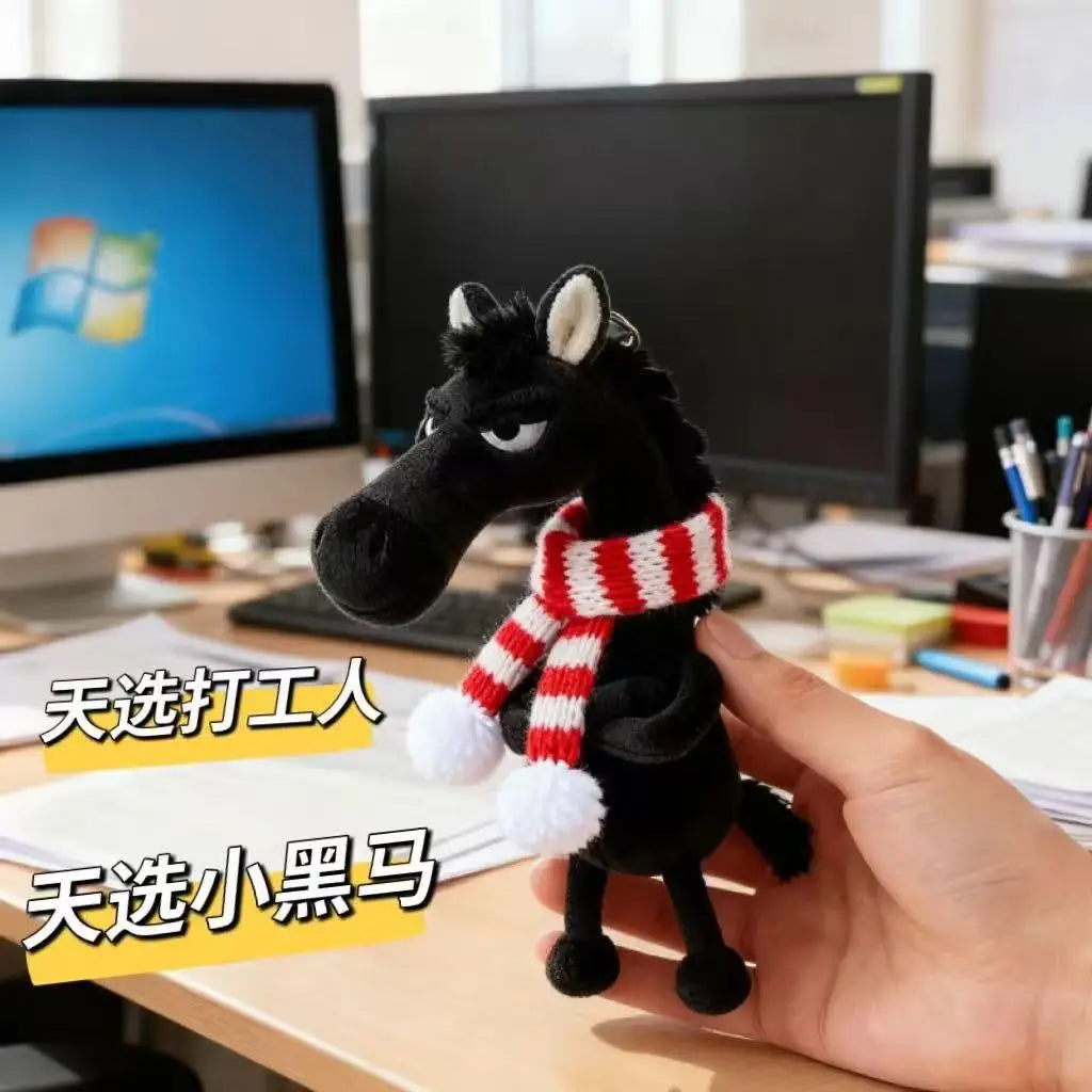 2026 New Black Horse Backpack Ornament / Plush Keychain Back Bag Cartoon Décor @ghoddosh.com