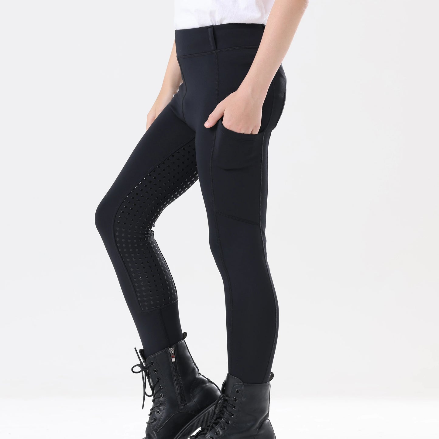 Kids’ Spring & Autumn Full-Silicone Riding Breeches – Brushed, Elastic & Soft