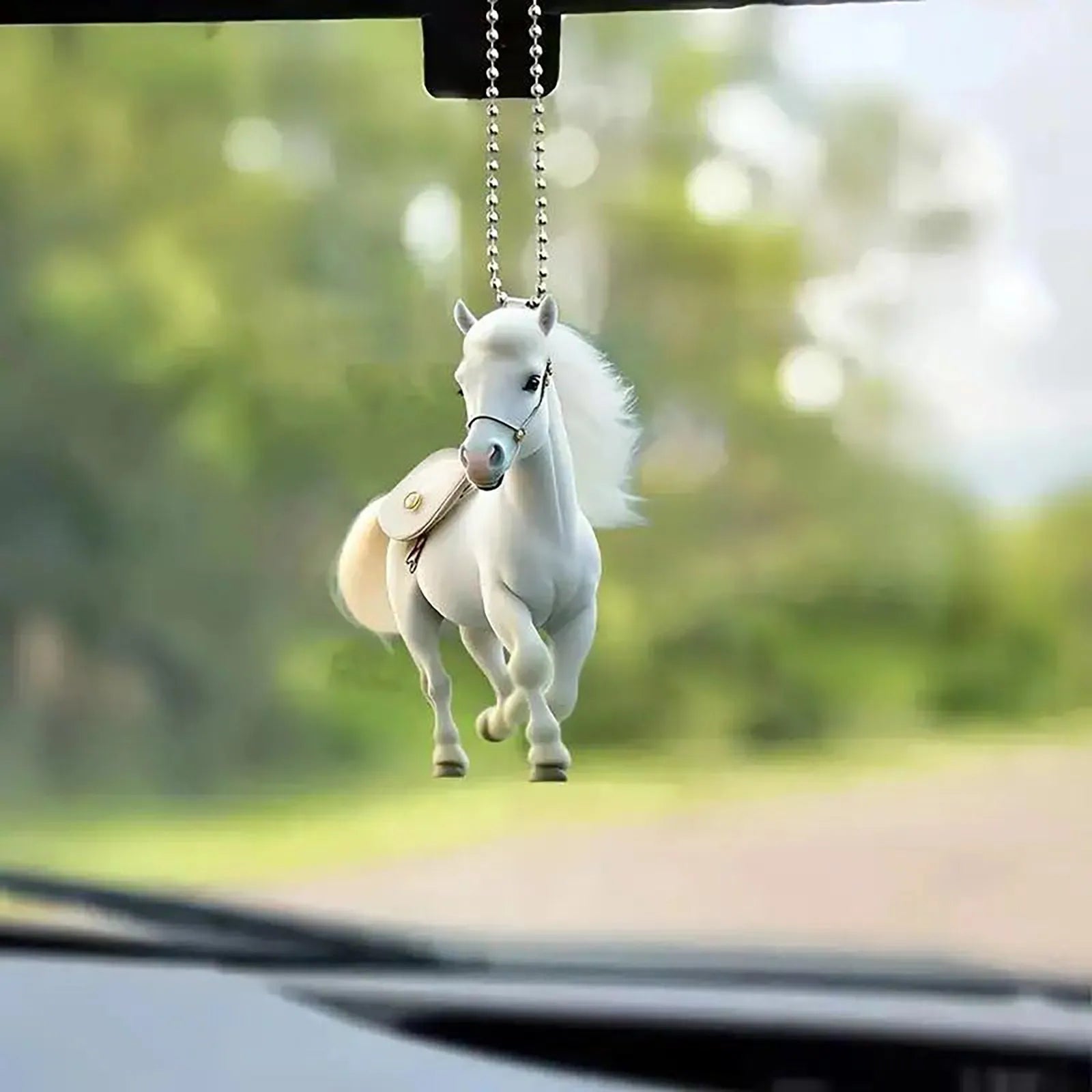 2d Acrylic Christmas Pendant Flat White Horse  @ ghoddosh.com