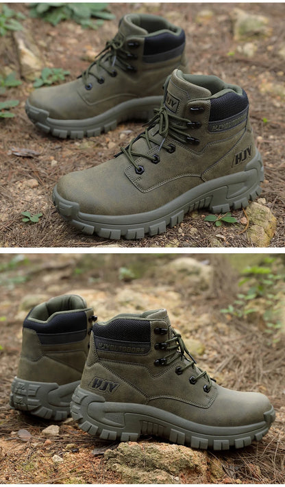 Top Leather Men's  Breathable  Boots , Outdoor Men Non-slip  Ankle Boots - Ghoddosh