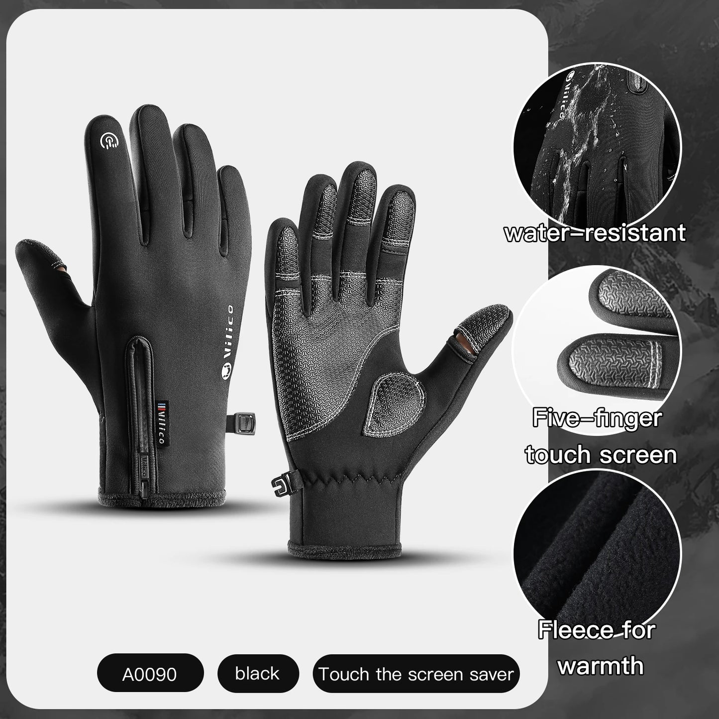 Unisex Winter Warm Outdoor Riding   Non-slip Gloves /  Two-finger Touch Screen  - mobile friendly
