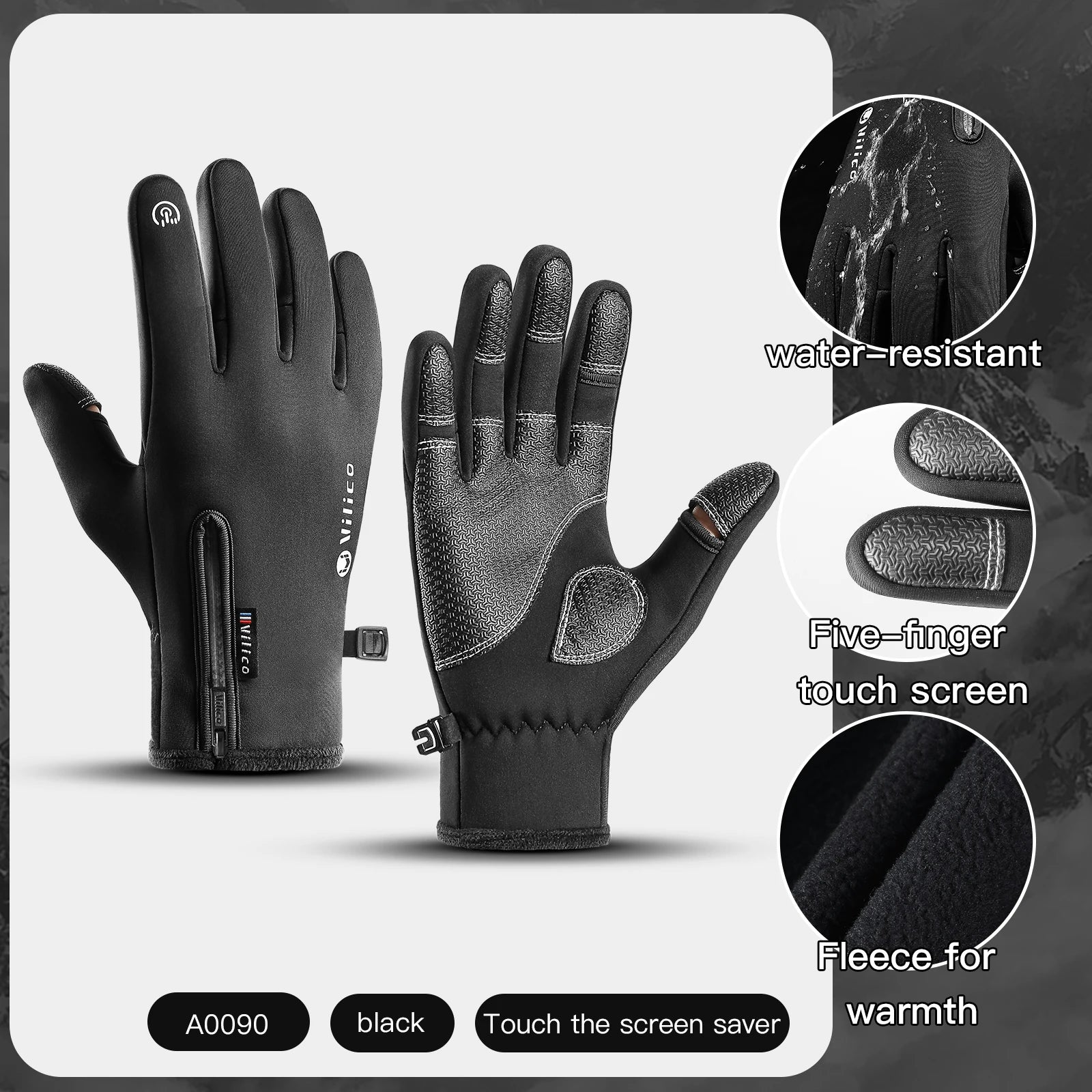 Unisex Winter Warm Outdoor Riding   Non-slip Gloves /  Two-finger Touch Screen  - mobile friendly