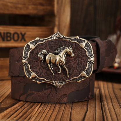Unisex Vintage Western PU Leather Belt | Retro Denim Casual Waistband @ ghoddosh.com