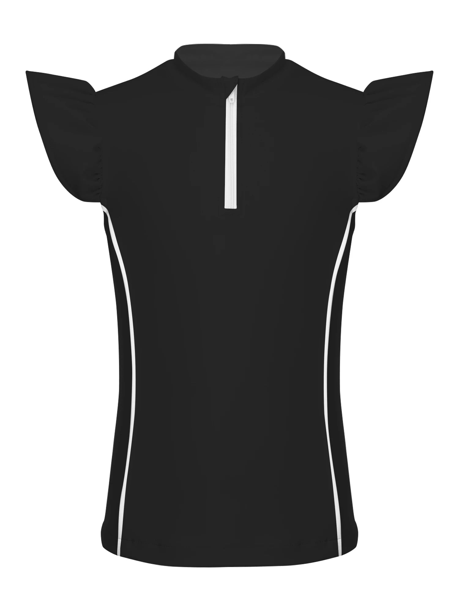 Girls Equestrian Quarter-Zip  Shirt | Kids Ruffled Sleeve Quick-Dry Horse Riding Top @ ghoddosh.com