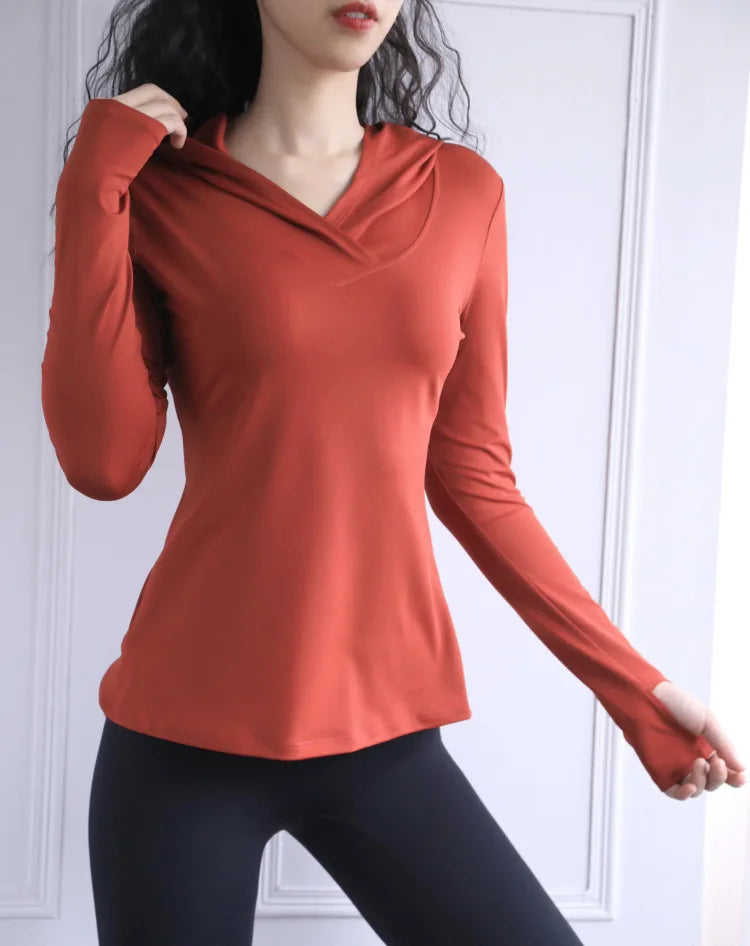 Women's Back Fork Mesh Breathable ,Long Sleeve ,Thumb Hole Sports  Hoodie @ ghoddosh.com