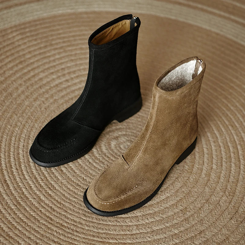 2026  Suede Women  Flat Heels Ankle Boots - ghoddosh.com