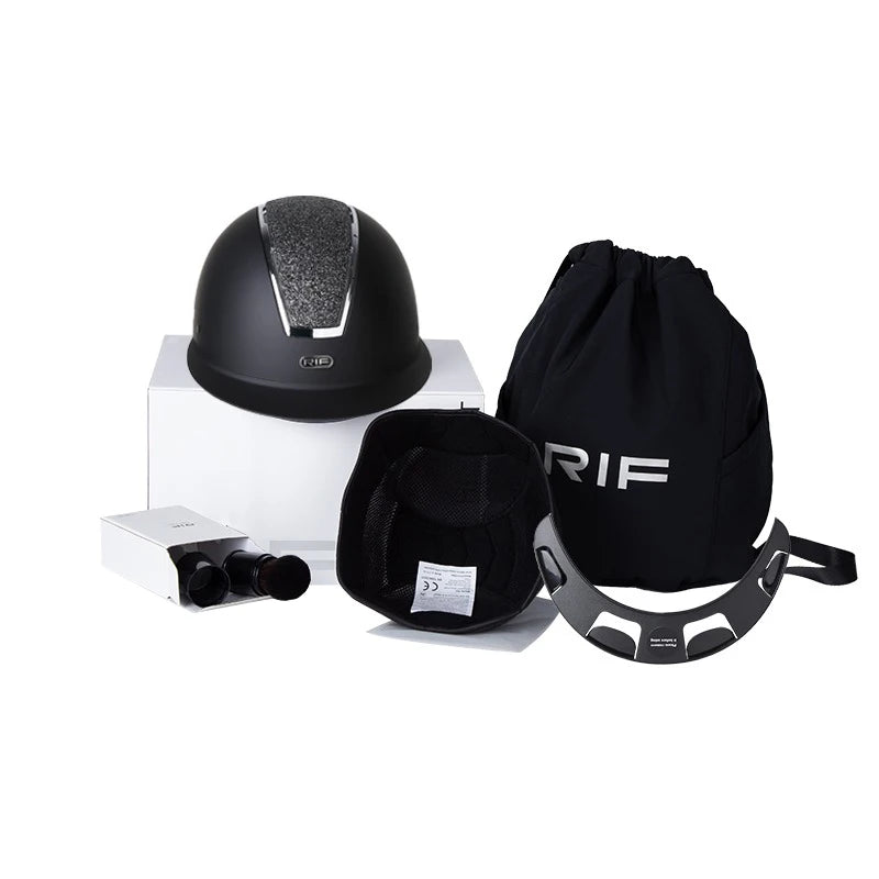 Diamond-Encrusted large brim equestrian helmet  / Adjustable riding cap