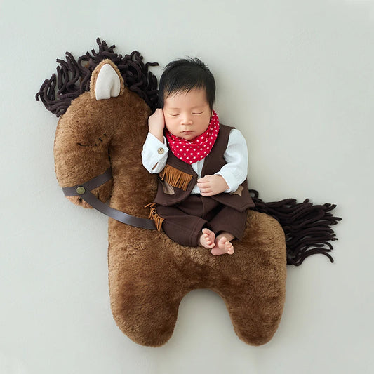 Child sleeping on a plush horse toy  @ ghoddosh.com