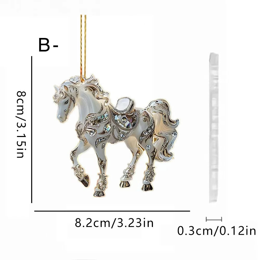 2D Acrylic Horse Christmas Pendant / Magical Horse  Tree Ornament @ghoddosh.com
