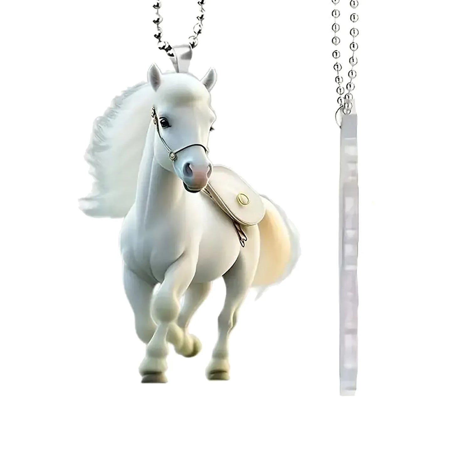 2d Acrylic Christmas Pendant Flat White Horse  @ ghoddosh.com
