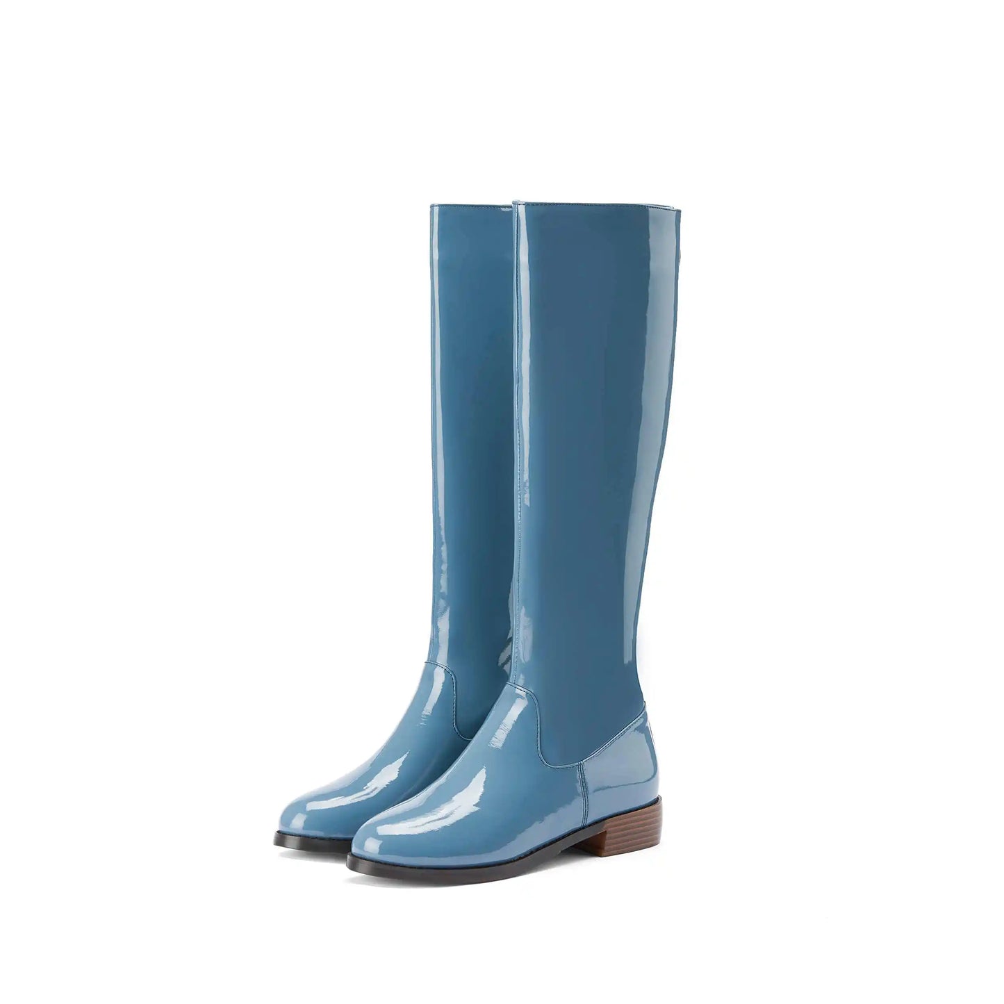2026 New Arrival  Riding Boots - Cow Patent Leather Round Toe Med Heel Fashion Boots - ghoddosh.com 