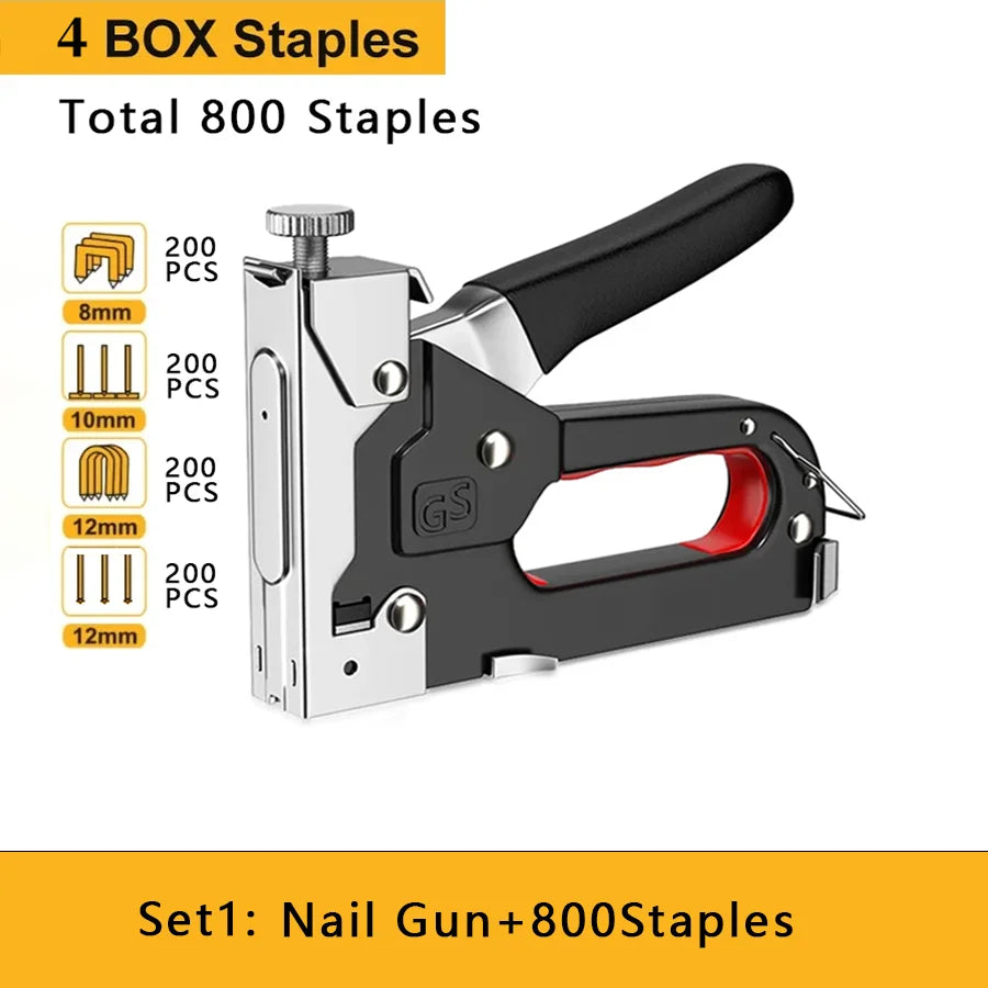Heavy Duty 4-in-1 Staple Gun for Upholstery, DIY & Carpentry – Manual Nail Gun with 800 Staples @ ghoddosh.com