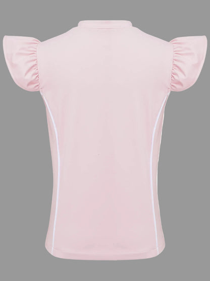 Girls Equestrian Quarter-Zip  Shirt | Kids Ruffled Sleeve Quick-Dry Horse Riding Top @ ghoddosh.com