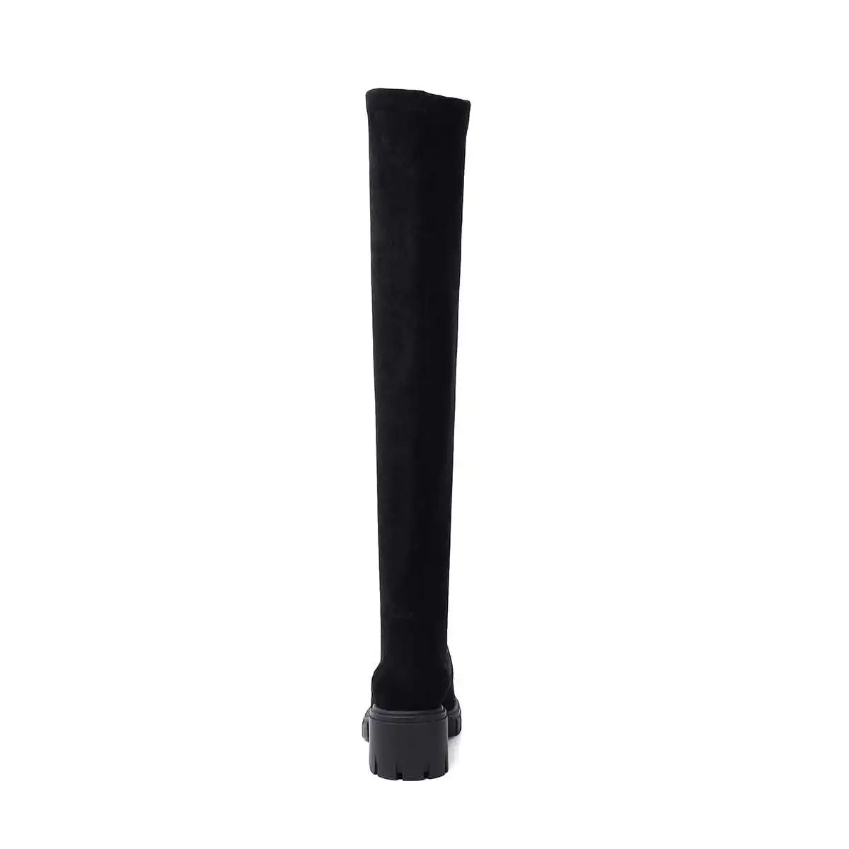 Big Size Cow Leather Stretch Over-the-knee Boots - Ghoddosh