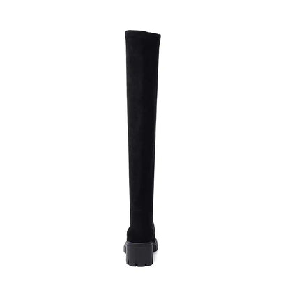 Big Size Cow Leather Stretch Over-the-knee Boots - Ghoddosh
