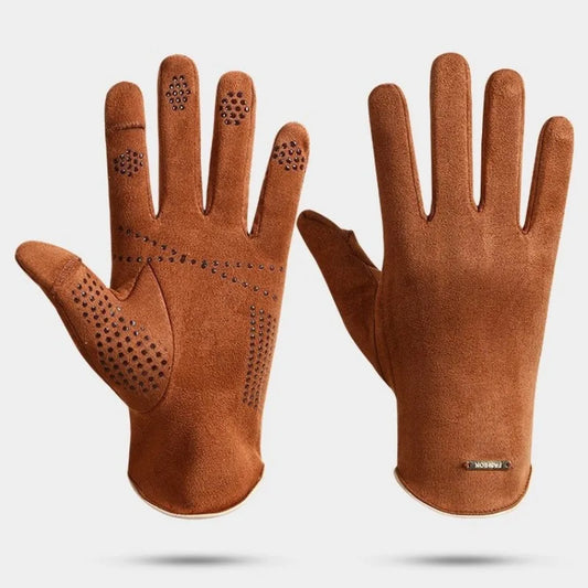 Men’s Insulated Riding Gloves — Thick Fleece Lining, Suede Anti-Slip Palm & Touchscreen Function - Ghoddosh