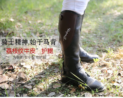 High Quality Half Chaps Full Soft Cow Leather Splicing Horse Riding leg  Protector For Unisex