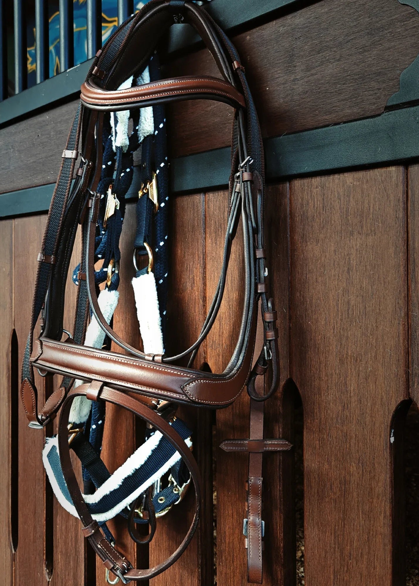 Leather Horse Riding bridle with anti-slip reins  