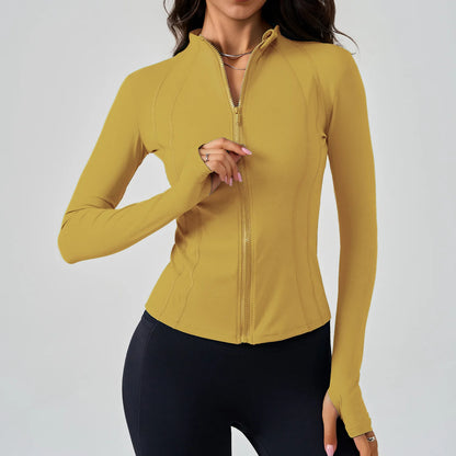 Full Zipper Sports  Women's Shirt -  Slim Long Sleeve  Exercise Sweatshirt @ ghoddosh.com