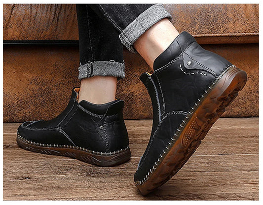 British Style  Comfortable Leather Ankle Boots For Him @ghoddosh.com