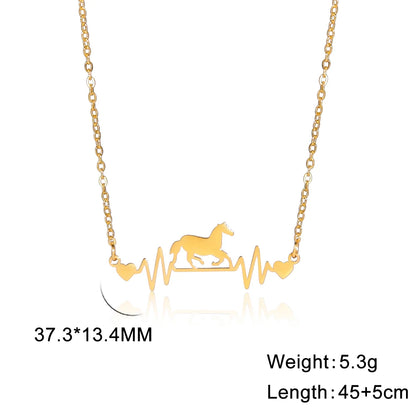 Geometric Stainless Steel  Horse Lifeline Pendant @ ghoddosh.com