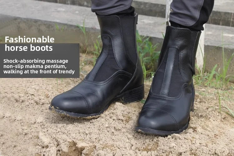 Unisex Equestrian Boots , Cowhide Leather ,Non-Slip, Shock-Absorbing & Breathable Horse Riding  Ankle Boots @ ghoddosh.com