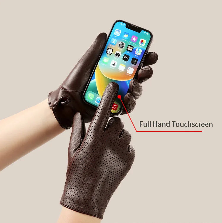 Genuine Leather Men Gloves / Breathable ,thin ,silk lining and Touchscreen Friendly @ghoddos.com