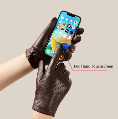 Genuine Leather Men Gloves / Breathable ,thin ,silk lining and Touchscreen Friendly @ghoddos.com
