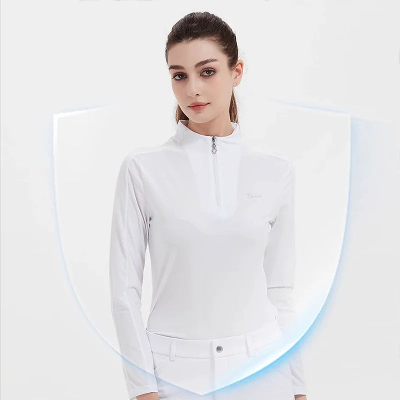 Equestrian Breathable Sun Protection Tops ,  Horse Riding Summer Shirts For Women  @ ghoddosh.com