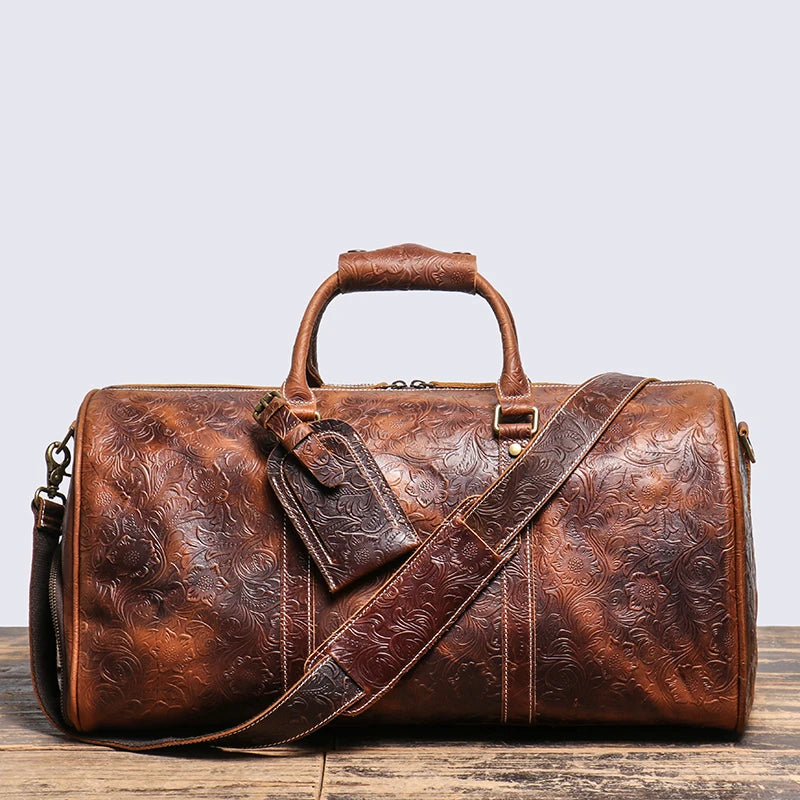 Vintage Embossed Handbag Leather Bag Large  Ghoddosh 