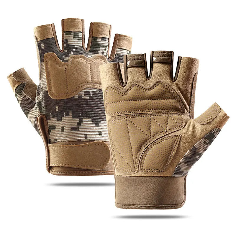 Tactical Half-Finger Gloves – Non-Slip, EVA Padded, Velcro Closure Outdoor Gloves for Men & Women