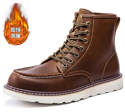 Vintage British Casual Men Shoes Handmade Autumn Winter Snow Plush Warm Leather Ankle Boots Leather @ ghoddosh.com