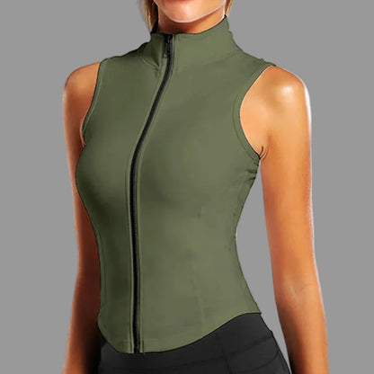 Women's High-Neck Zip-Up Equestrian Vest | Sleeveless Riding & Training Top @ ghoddosh.com