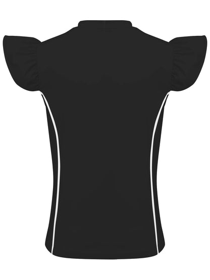Girls Equestrian Quarter-Zip  Shirt | Kids Ruffled Sleeve Quick-Dry Horse Riding Top @ ghoddosh.com