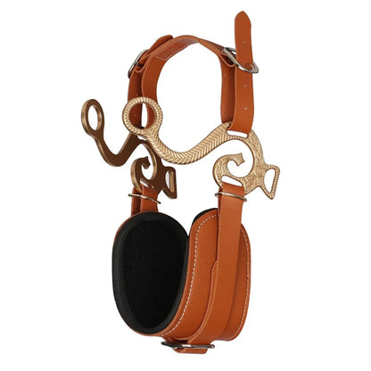 Bitless Hackamore Horse Bridle Comfort Padded Nose with Curb Chain  / Adjustable Brown Genuine Leather Bridle @ghoddosh.com
