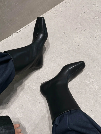 Suede Square Toe Low‑Heel  |  Casual & Modern Ankle Boots - Ghoddosh