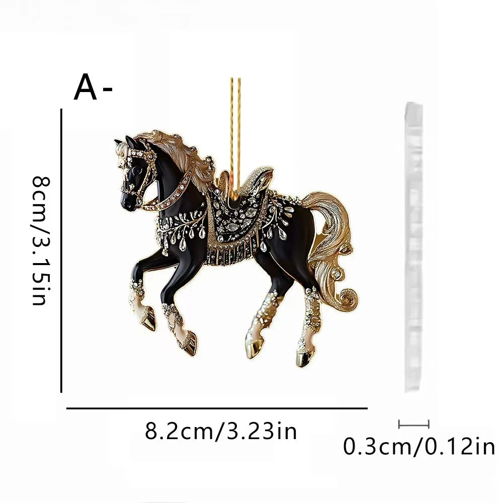 2D Acrylic Horse Christmas Pendant / Magical Horse  Tree Ornament @ghoddosh.com