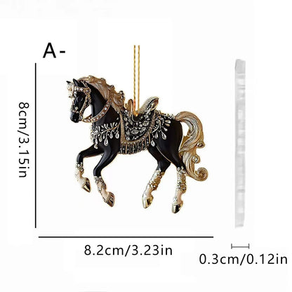 2D Acrylic Horse Christmas Pendant / Magical Horse  Tree Ornament @ghoddosh.com
