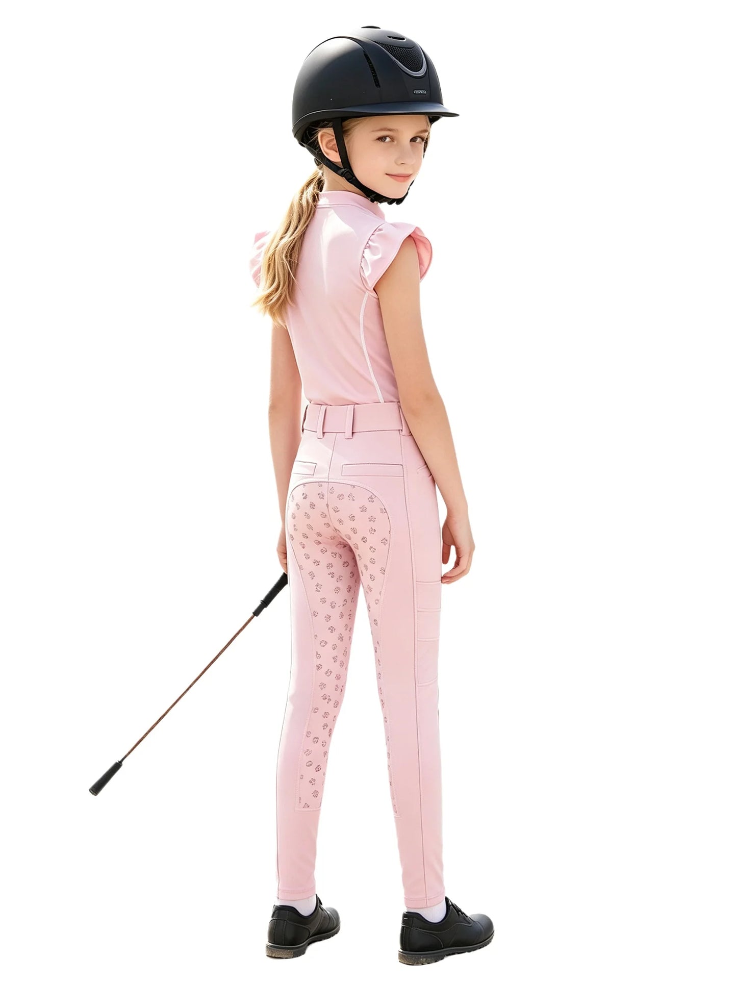  Girls' Equestrian Outfit Set Performance Riding Top & Anti-Slip Full-Seat Breeches @ ghoddosh.com