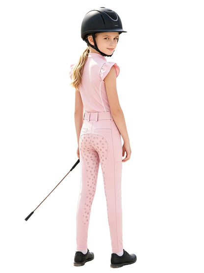  Girls' Equestrian Outfit Set Performance Riding Top & Anti-Slip Full-Seat Breeches @ ghoddosh.com
