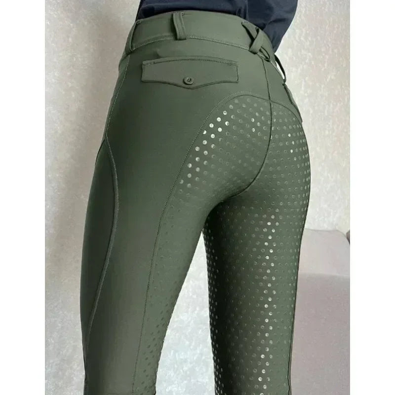 Women’s Full Seat Silicone Equestrian Breeches – Anti-Pilling Riding Tights for Comfort & Grip .Ghoddosh

