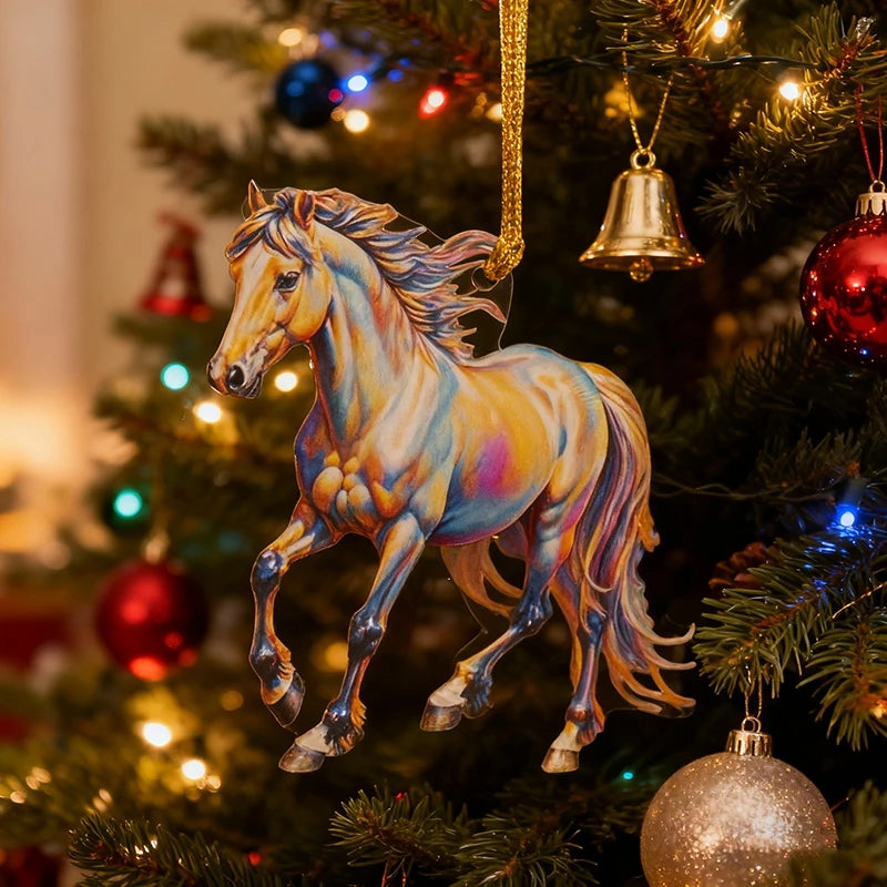 2D Acrylic Horse  Hanging Christmas Tree Ornaments - Ghoddosh.com
