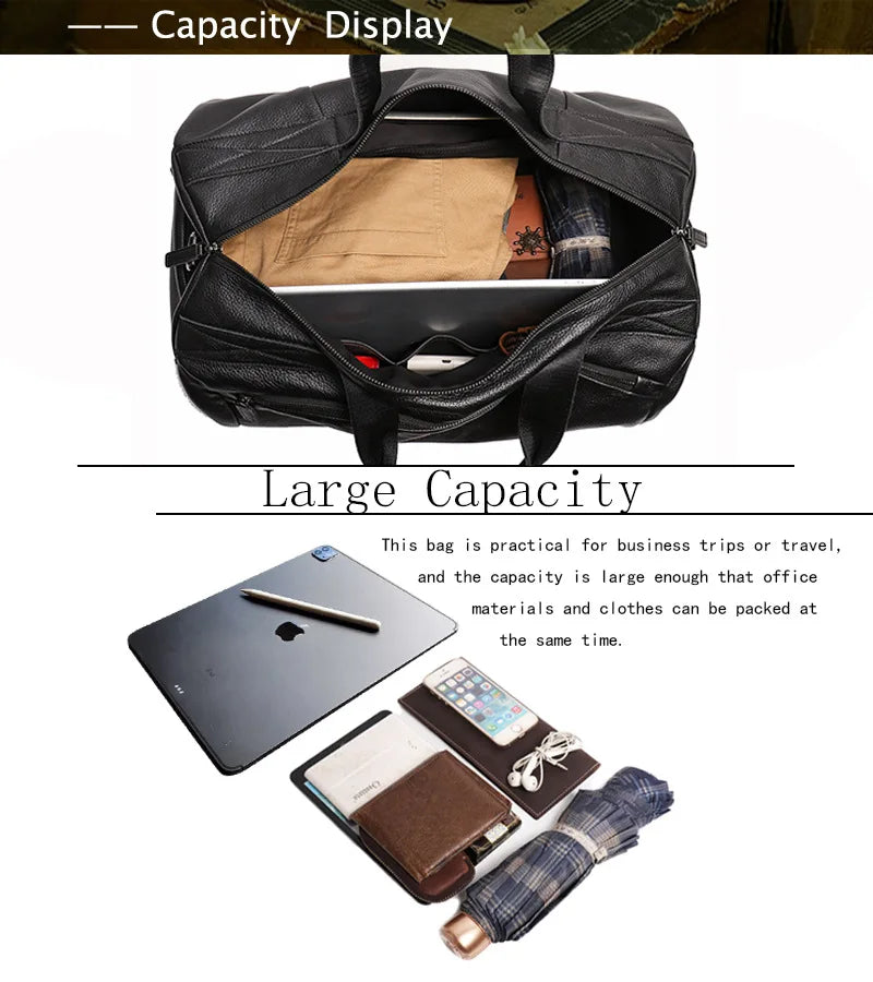 Men's Genuine Leather Handheld Bag, - Ghoddosh