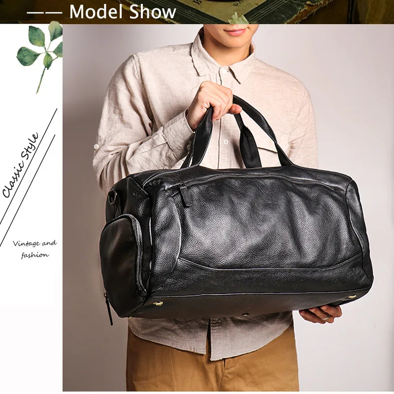 Men's Genuine Leather Handheld Bag, - Ghoddosh