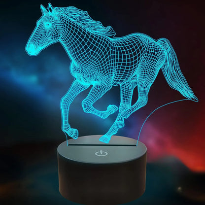 3D Night Light Horse LED Lamp