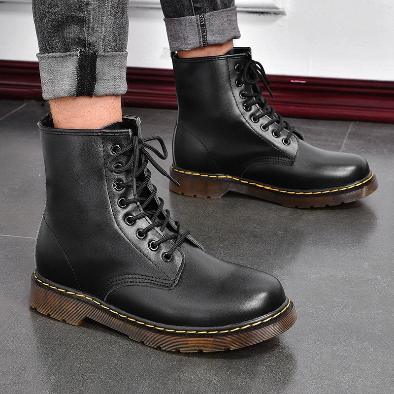 Men Genuine Leather Classic Boots - British Style Riding Short Ankle Boots -ghoddosh.com