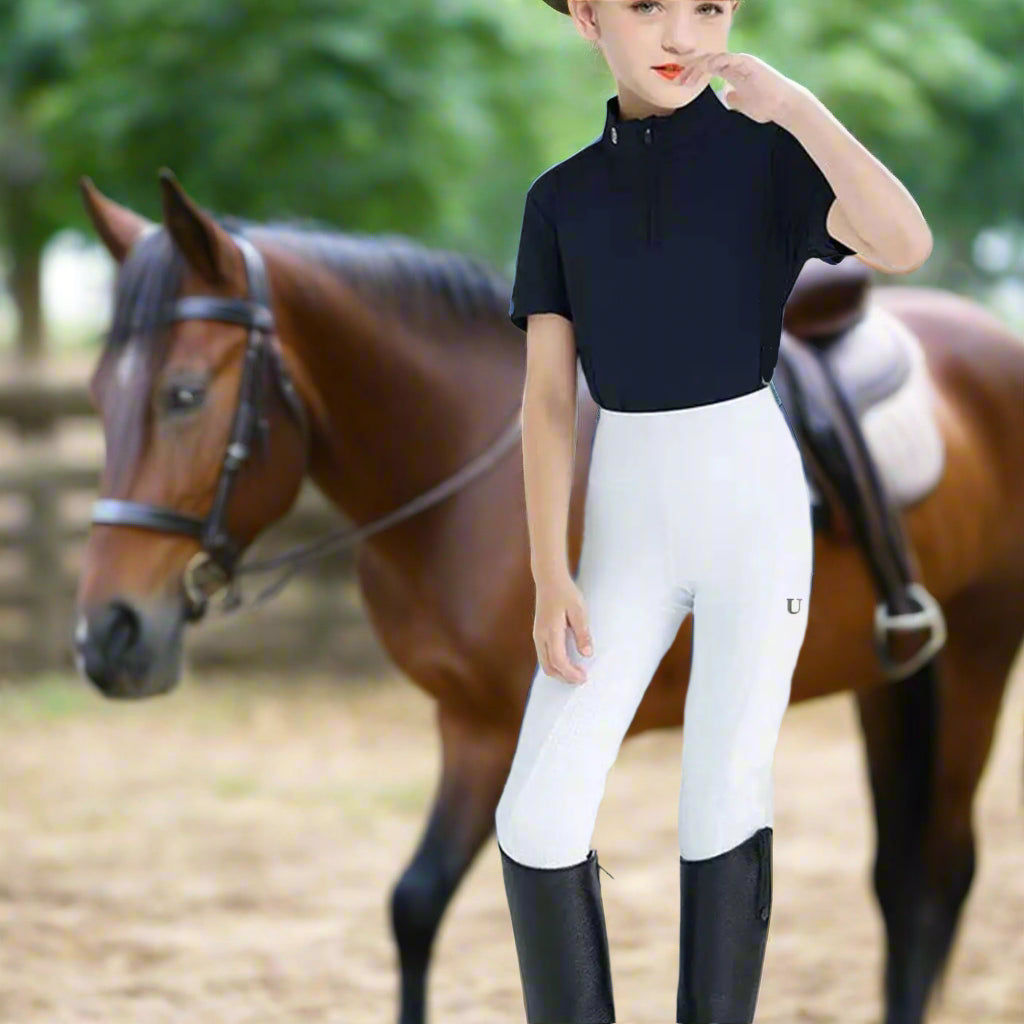 Summer children's equestrian pants  high elasticity knitted children's horse riding pants full silicone - Ghoddosh