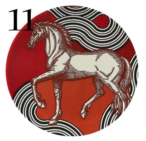 Jungle Horse Series Decorative Plates -  European-Style Round Ceramic Shapes @ghoddosh.com